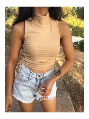 Kadın Yan Büzgülü Kolsuz Büstiyer