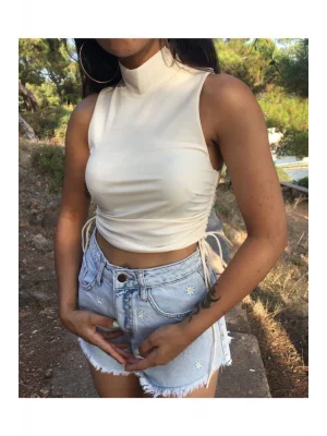 Kadın Yan Büzgülü Kolsuz Büstiyer