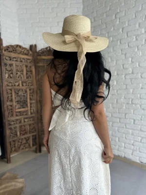 Kadın Ayarlanabilir FİYONK Detaylı Hasır Şapka