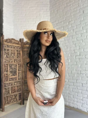 Kadın Ayarlanabilir Kemer Detaylı Hasır Şapka