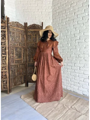 Kadın Bebe Yaka Dantel Detaylı Uzun Fisto Elbise