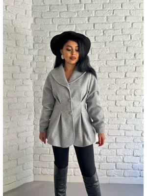 Kadın Belden Oturtmalı Pensli Tasarım Kaşe Kaban