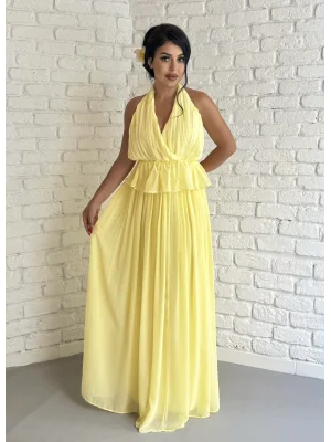 Kadın Boyundan Bağlamalı Bluz Ve Etek Şifon Takım