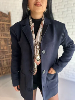 Kadın Cepli Astarlı Premium Süet Ceket