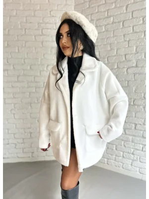 Kadın Çift Kapaklı Fox Kumaş Kürk Kaban