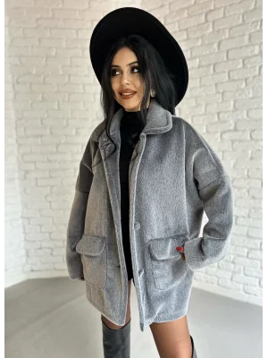 Kadın Çift Kapaklı Fox Kumaş Kürk Kaban