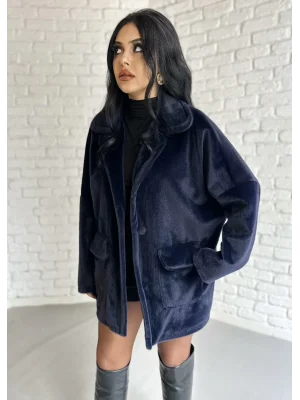 Kadın Çift Kapaklı Fox Kumaş Kürk Kaban