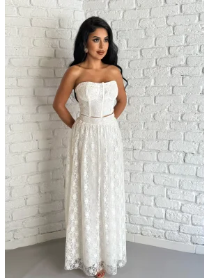 Kadın Dantel Büstiyer Ve Etek Tasarım Takım