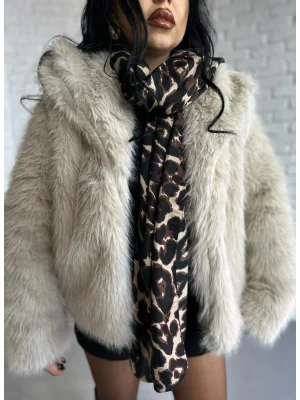 Kadın Geniş Yaka Astarlı Kürk Mont