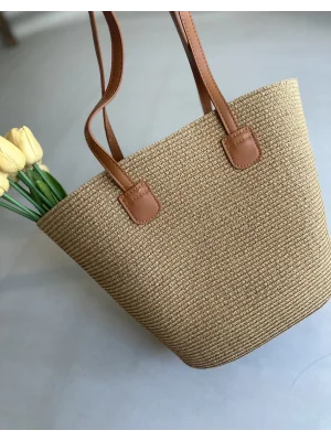 Kadın Hasır Omuz Plaj Çantası