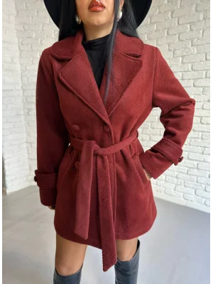 Kadın Kaşmir Dokulu Astarlı Kaşe Kaban