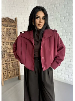 Kadın Kısa Pile Detaylı Trençkot