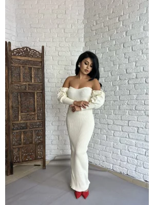 Kadın Prenses Kol Tasarım Triko Elbise