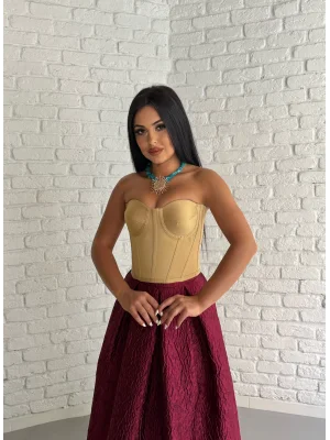 Kadın Saten Arkadan Bağcıklı Korse Büstiyer