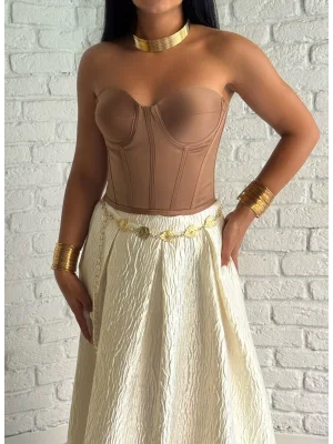 Kadın Saten Arkadan Bağcıklı Korse Büstiyer