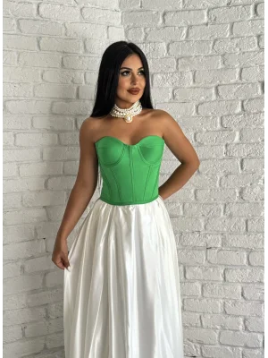 Kadın Saten Arkadan Bağcıklı Korse Büstiyer