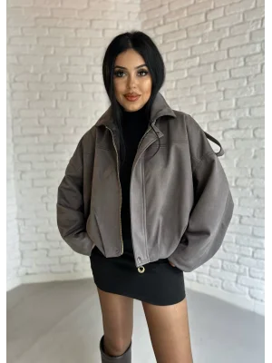 KADIN SÜET FERMUARLI BOMBER CEKET