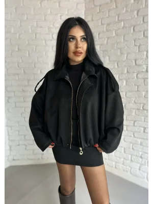 KADIN SÜET FERMUARLI BOMBER CEKET