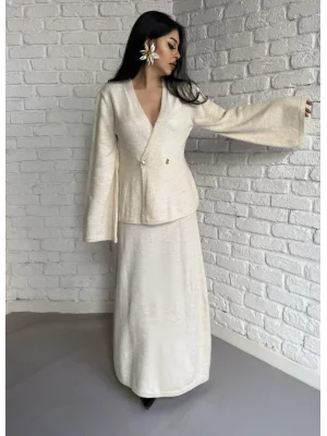 Kadın Triko Hırka Ve Max Boy Etek Takım