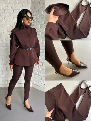 Kadın Topuktan Geçmeli İçi Şardonlu Füzo Tayt