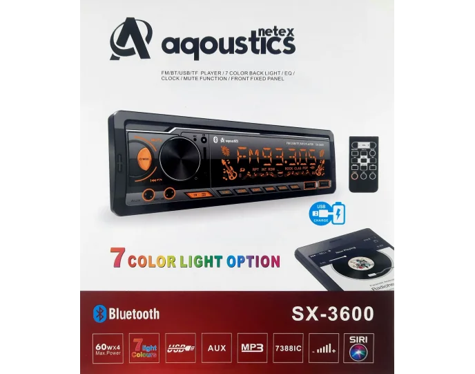 Aqoustics Sx-3600 Pioneer Kumandalı Çift Usbli 7 Renkli Oto Teyp