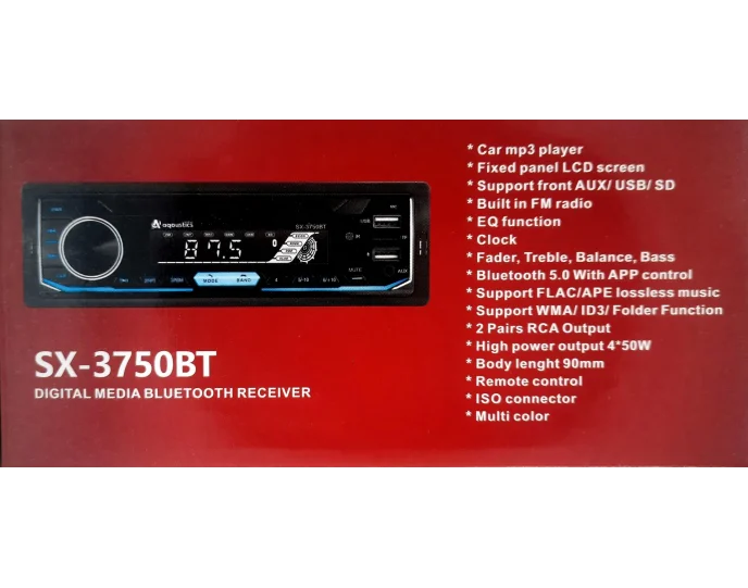 Aquostics Sx-3750,3650 Kumandalı Çift Usbli 7 Renkli Oto Teyp