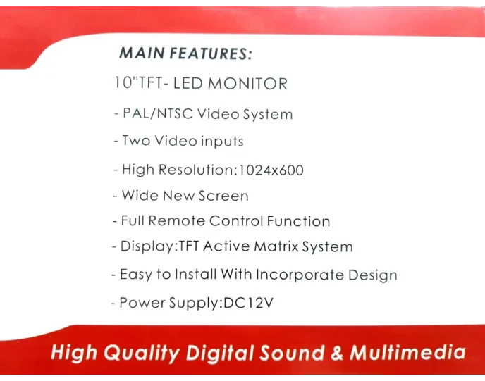 Audiomax MX 2010 10inc Araç Monitörü