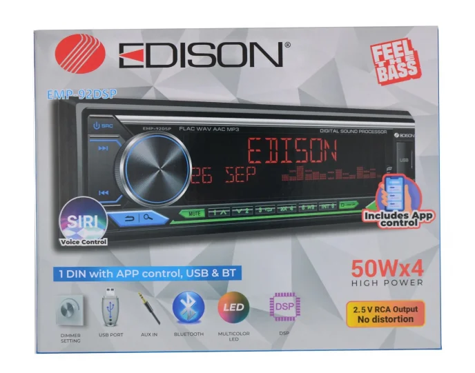 Edison EMP-94DSP 4 Anfi Çıkışı-Dsp İşlemci-App Kontrollü Oto Teyp