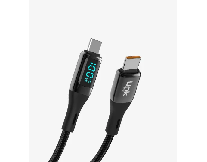 Linktech LCA-K680 Dijital Göstergeli Çinko Başlı Çift Type-C Şarj Kablosu
