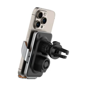 BİX BXCH9 Kablosuz Hızlı Şarj Destekli Ultra İnce Metal Gövdeli 360 Derece Ayarlanabilen Araç içi Telefon Tutucu Gri