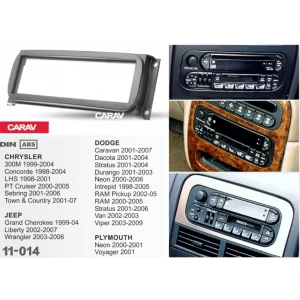 Jeep Grand Cherokee/Chrysler Tek Din Teyp Çerçevesi 1999-2004