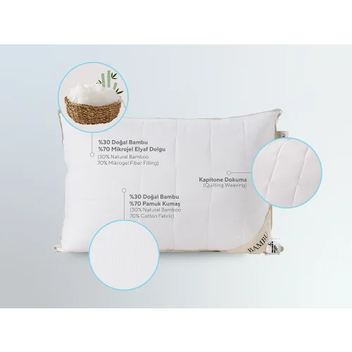 Bambu Yastık 50 x 70 cm - Beyaz
