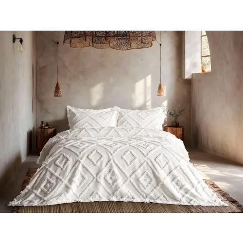 BOHERA YATAK ÖRTÜSÜ ÇİFT KİŞİLİK EKRU