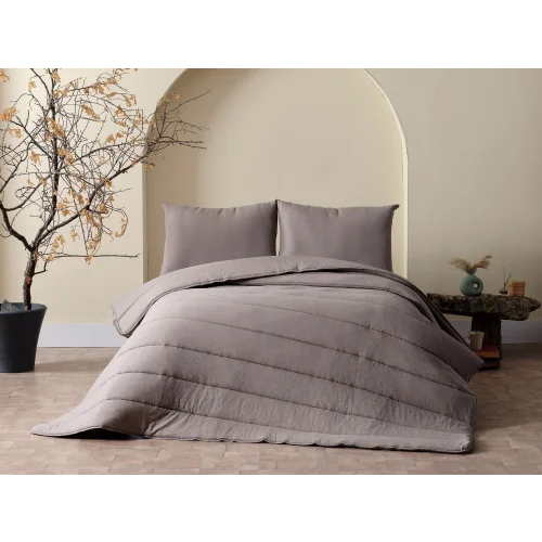 Cloudy Yorgan Seti Çift Kişilik - Koyu Gri