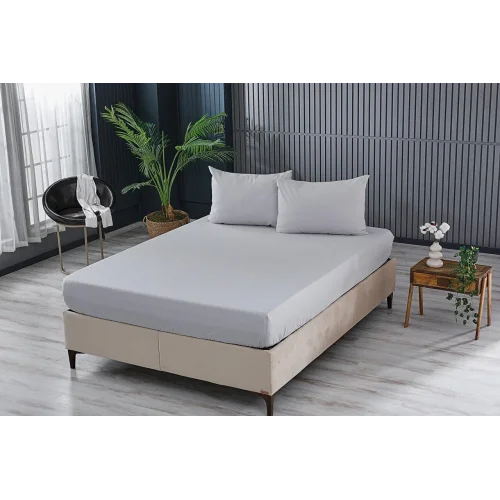 Colourful Fitted Çarşaf Çift Kişilik - Gri