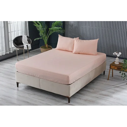 Colourful Fitted Çarşaf Çift Kişilik - Somon