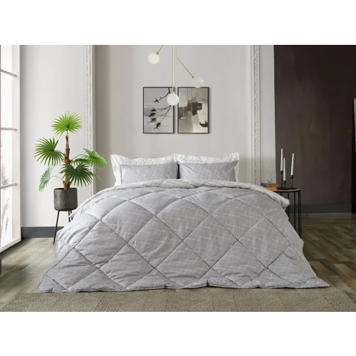Easy Cotton Glimmer Comforter Set Çift Kişilik - Gri