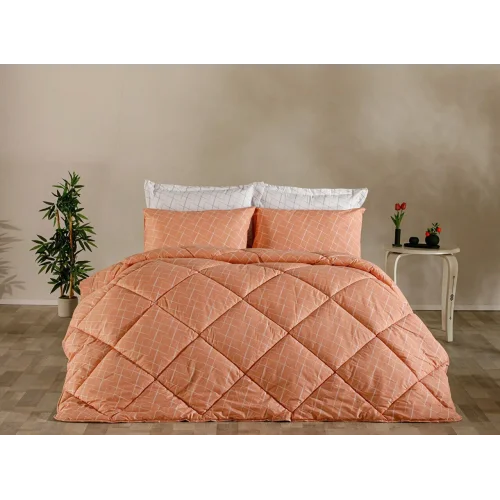 Easy Cotton Glimmer Comforter Set Çift Kişilik - Somon