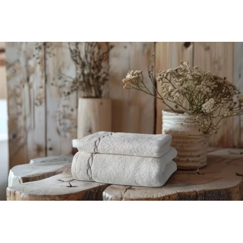 Helena Banyo Havlusu + Yüz Havlusu Set Ekru