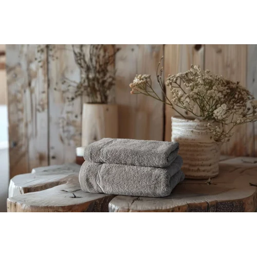 Helena Banyo Havlusu + Yüz Havlusu Set Gri