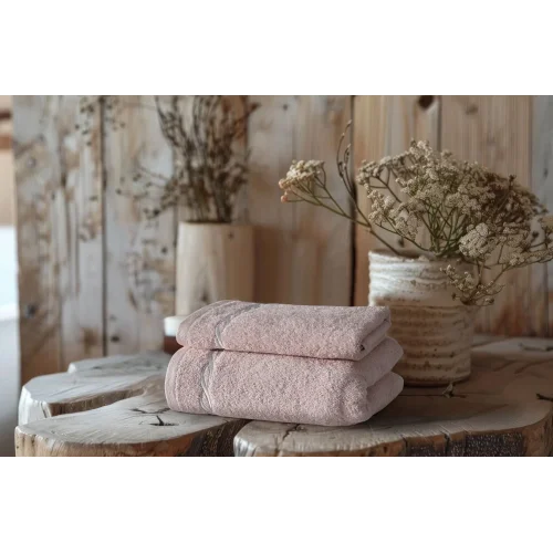 Helena Banyo Havlusu + Yüz Havlusu Set Pudra