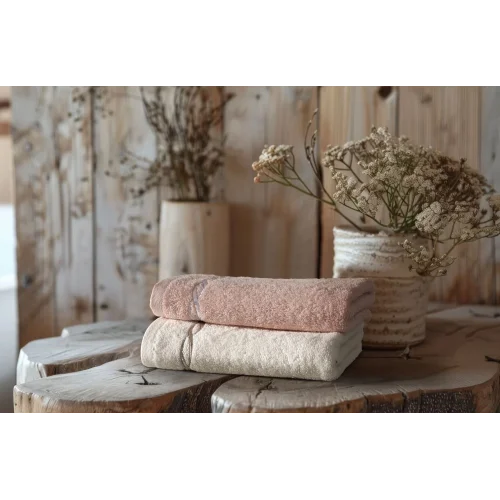 Helena Yüz Havlusu Seti Pudra - Ekru