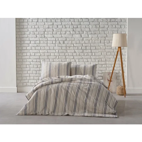 İpliği Boyalı Milla Nevresim Takımı Tek Kişilik - Lacivert