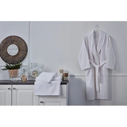 Luxury Bornoz S/M - 110 cm - Beyaz