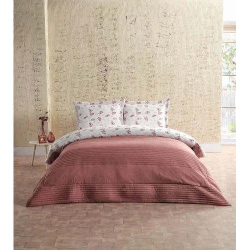 Multi Selection Nevresim Takımı + Yatak Örtüsü Diador Tek Kişilik - Bordo