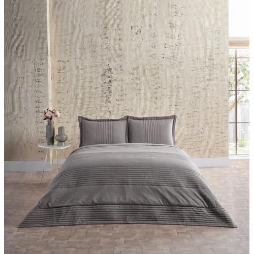 Multi Selection Nevresim Takımı + Yatak Örtüsü Diador Tek Kişilik - Koyu Gri