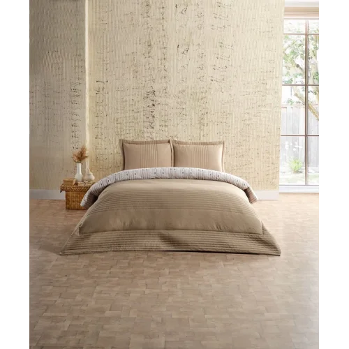 Multi Selection Nevresim Takımı + Yatak Örtüsü Diador Tek Kişilik - Taş