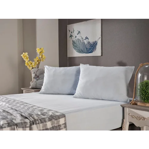 Penye Çarşaf Seti Çift Kişilik - Mavi