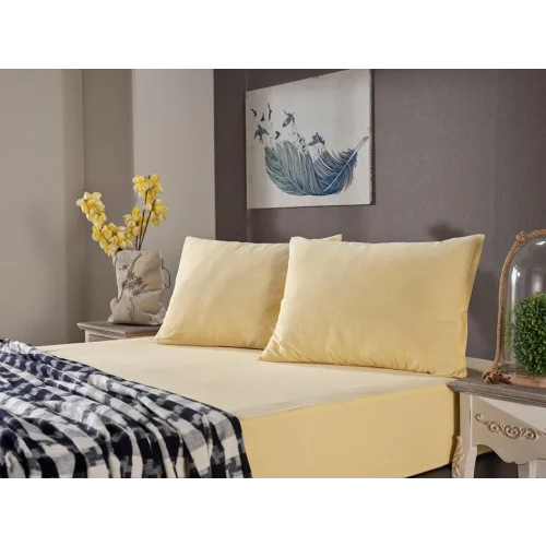 Penye Çarşaf Seti Çift Kişilik - Sarı