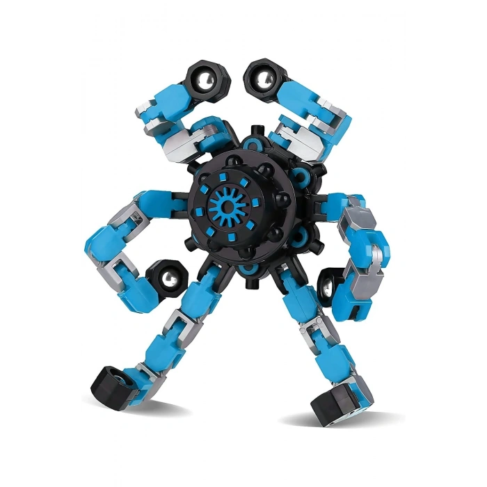 Transforming Fidget Spinners Dönüştürülebilir Robot Oyuncak Stres Çarkı Mavi 1 Adet
